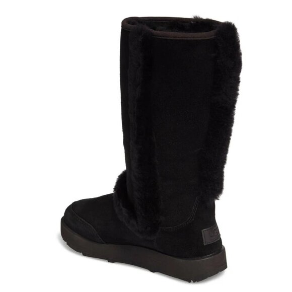 $265 UGG Sundance Genuine Shearling Waterproof SUEDE TALL Boot BLACK 6.5 (DC10) - Picture 2 of 6